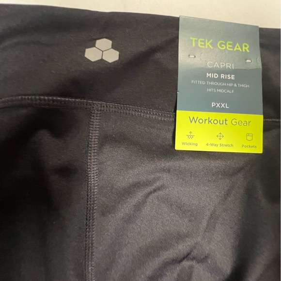 TEK GEAR BLACK PERFORMANCE LEGGINGS SIZE PXXL CAPRI MID RISE WORKOUT GEAR - Picture 2 of 6